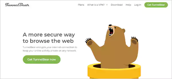 Homepage of TunnelBear