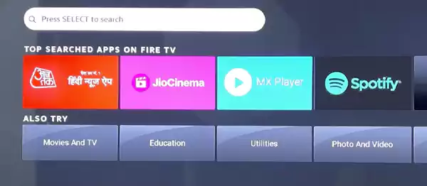 Search option of Firestick