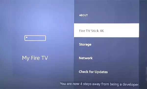 Tuning on the developers options in Firestick